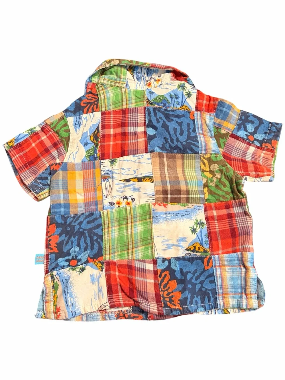 Vintage The Children's Place Multi-Color Patchwork Short Sleeve Shirt